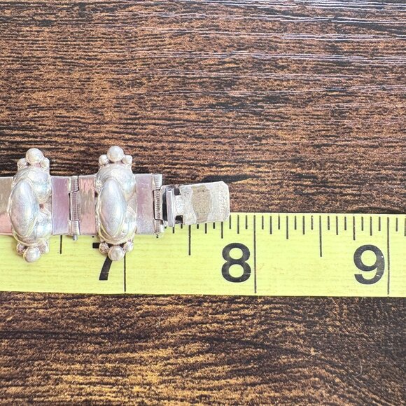 VTG Sterling Silver 925 Puffed Design Panel Link Bracelet Size 7.75" Length - Picture 8 of 11